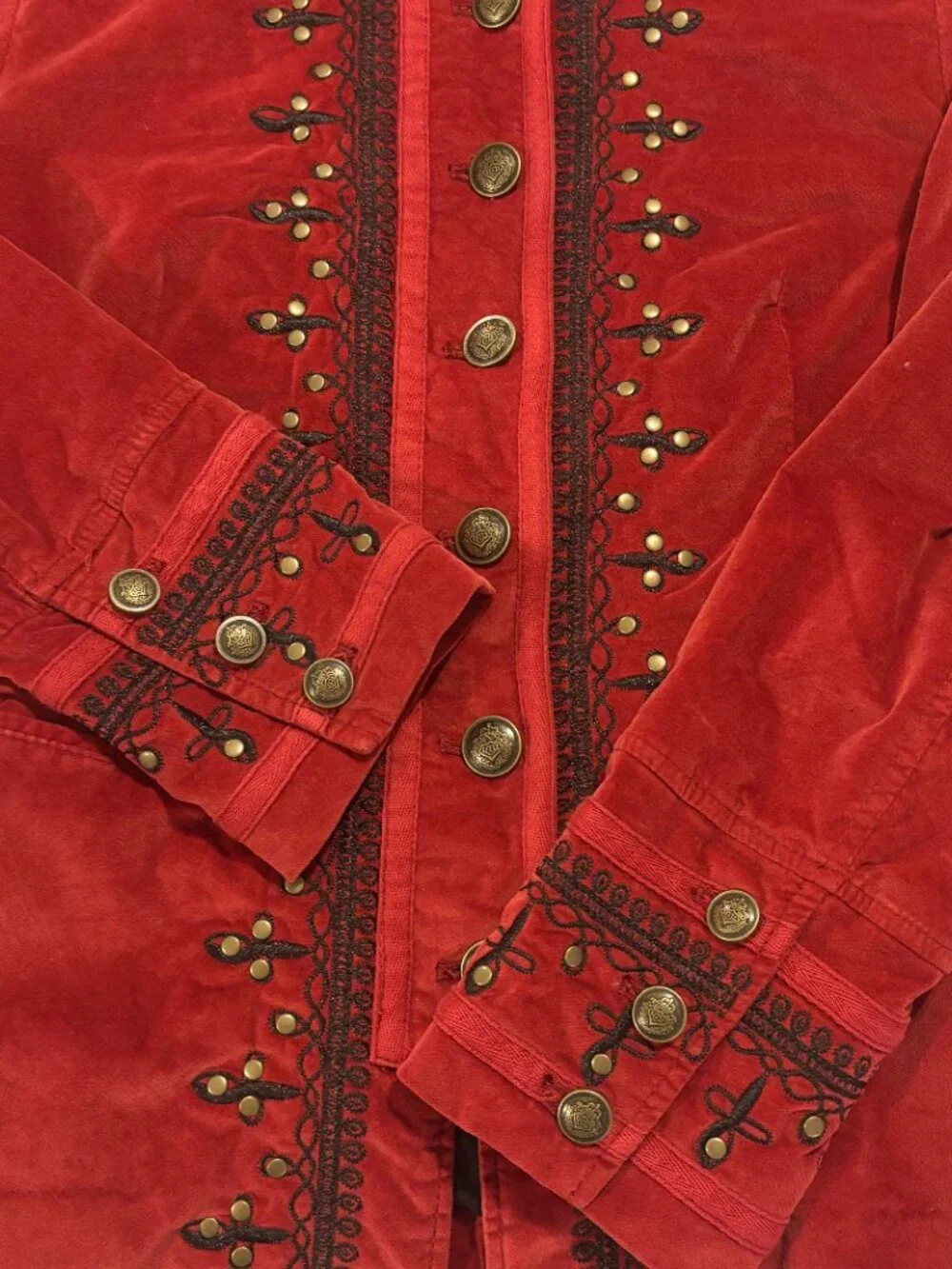 FREE PEOPLE Maven Military Style Jacket in Rio Red Velvet - Medium - Like New